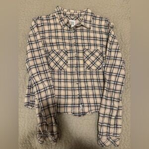 BDG Beige and Black Checkered Flannel